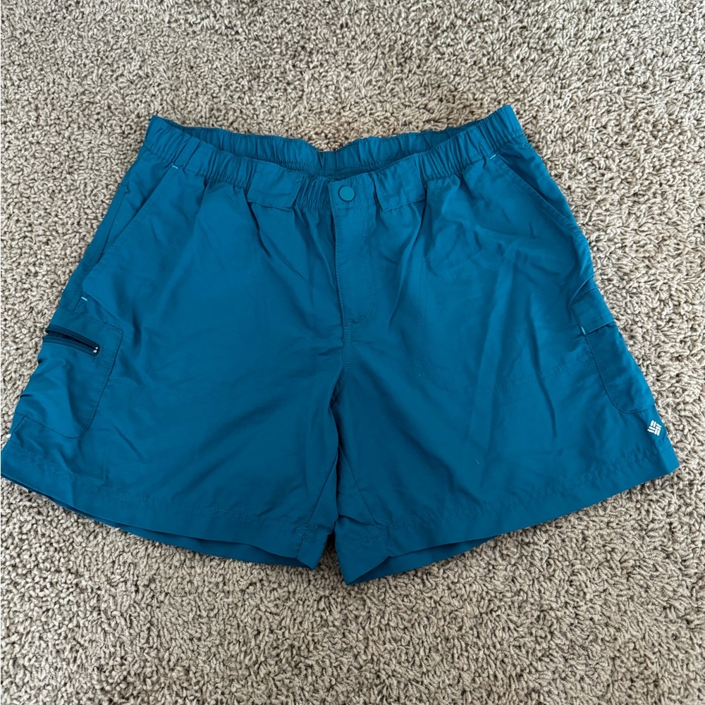 Columbia Womens Sandy River Cargo Shorts Size M Blue Nylon 6" Hiking Elastic